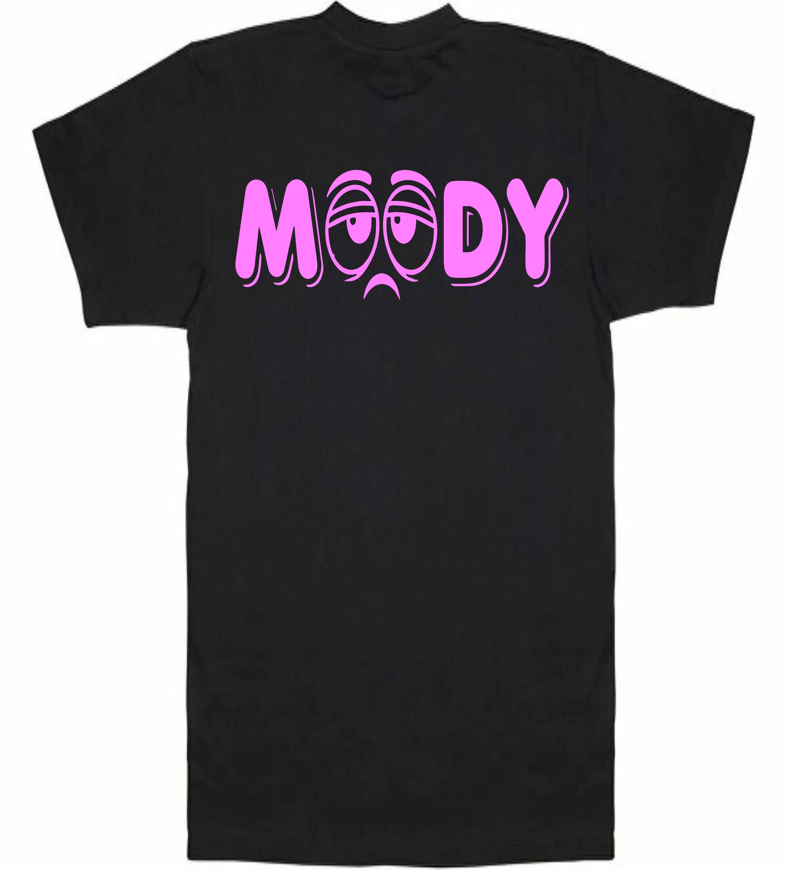 MOODY Pink Sad Face Black Performance Tee