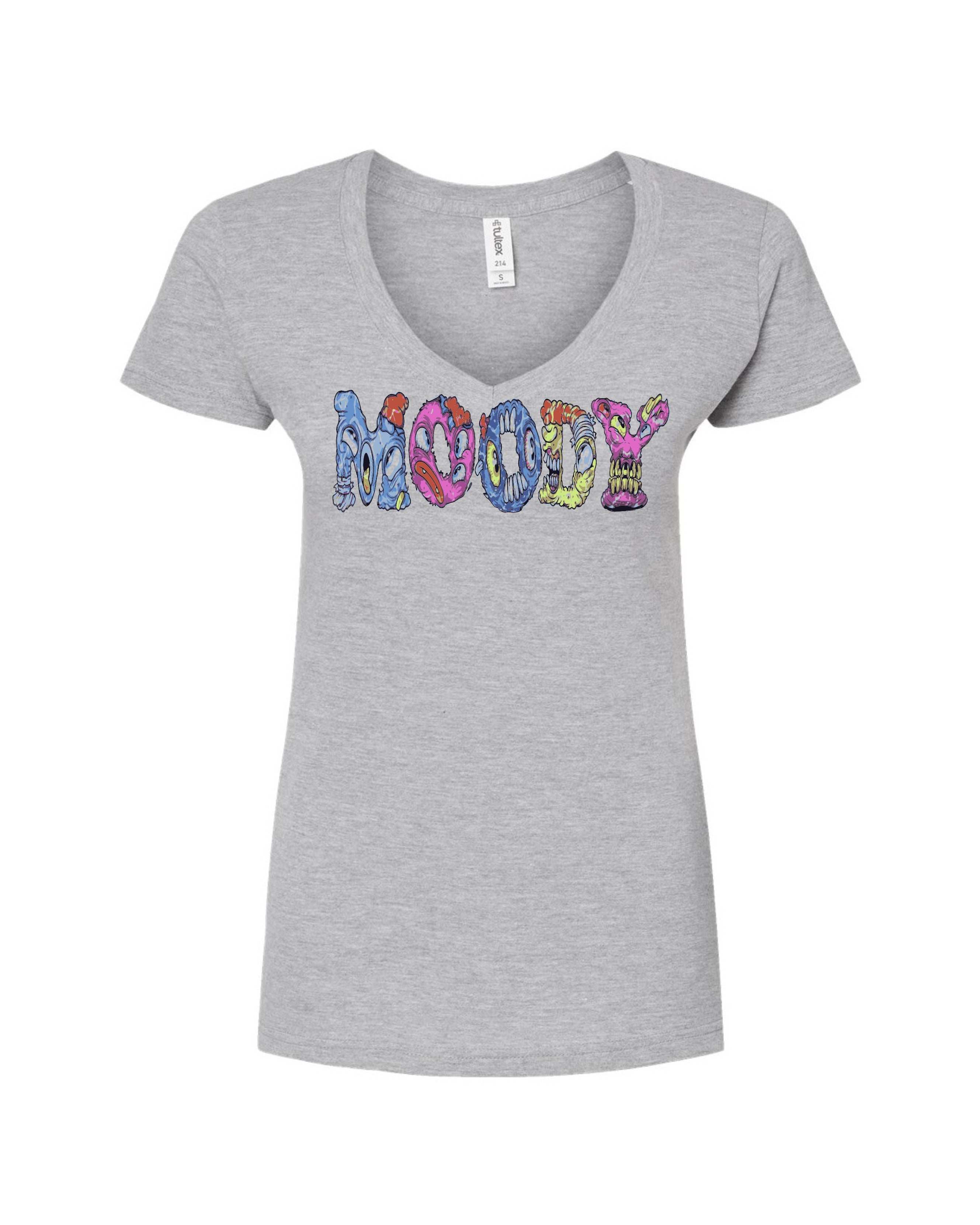 MOODY Patterned Women's Gray V-Neck