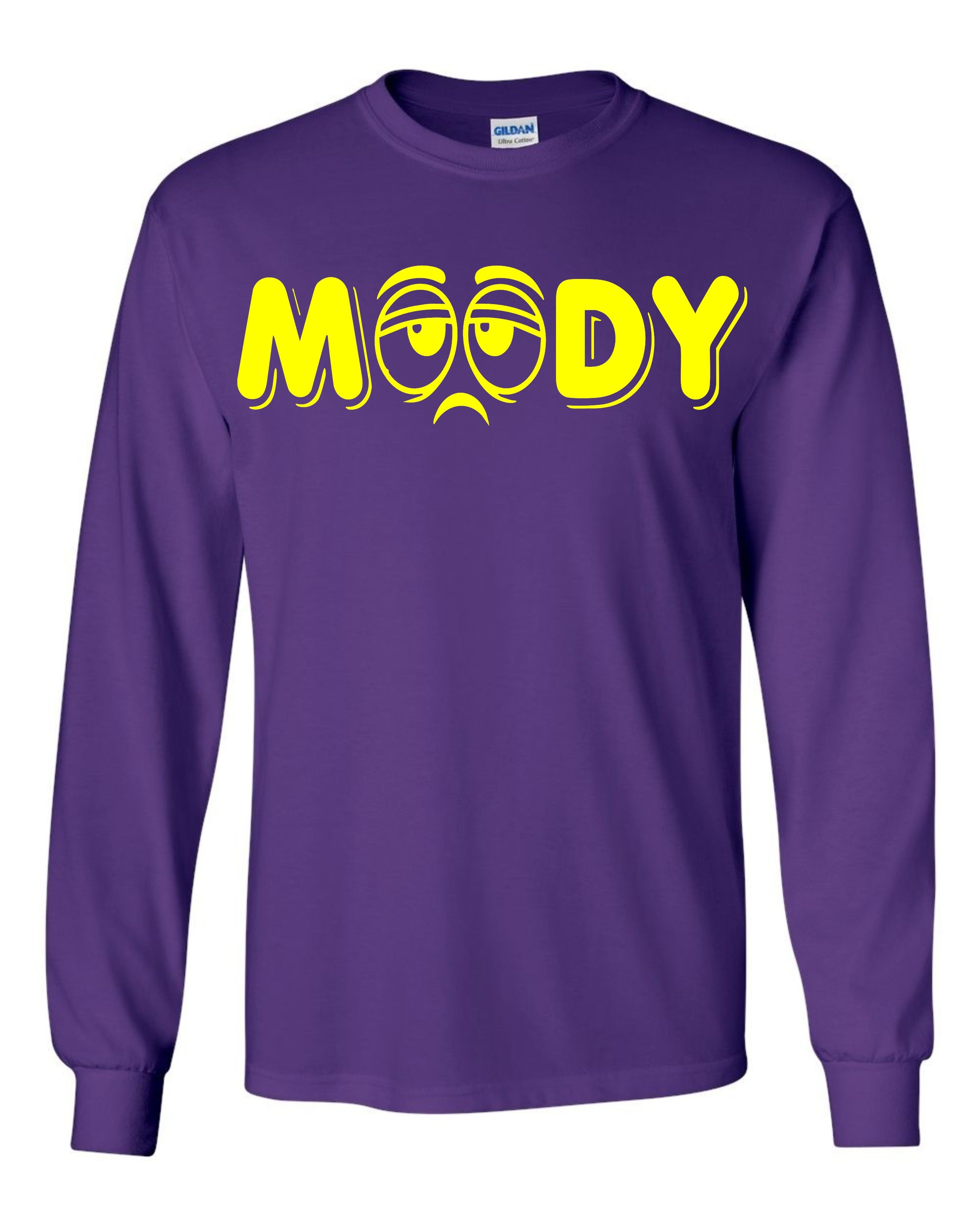 MOODY Sad Face Yellow Purple Long Sleeve