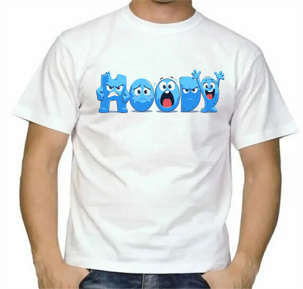 Moody Blue Emotions Graphic T-Shirt – White