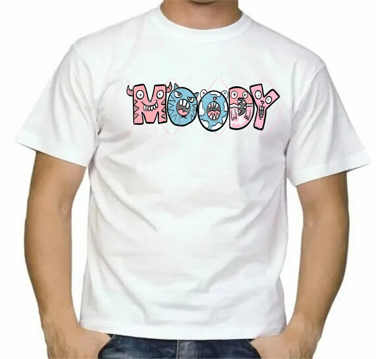 Moody Pastel Monster Graphic T-Shirt – White