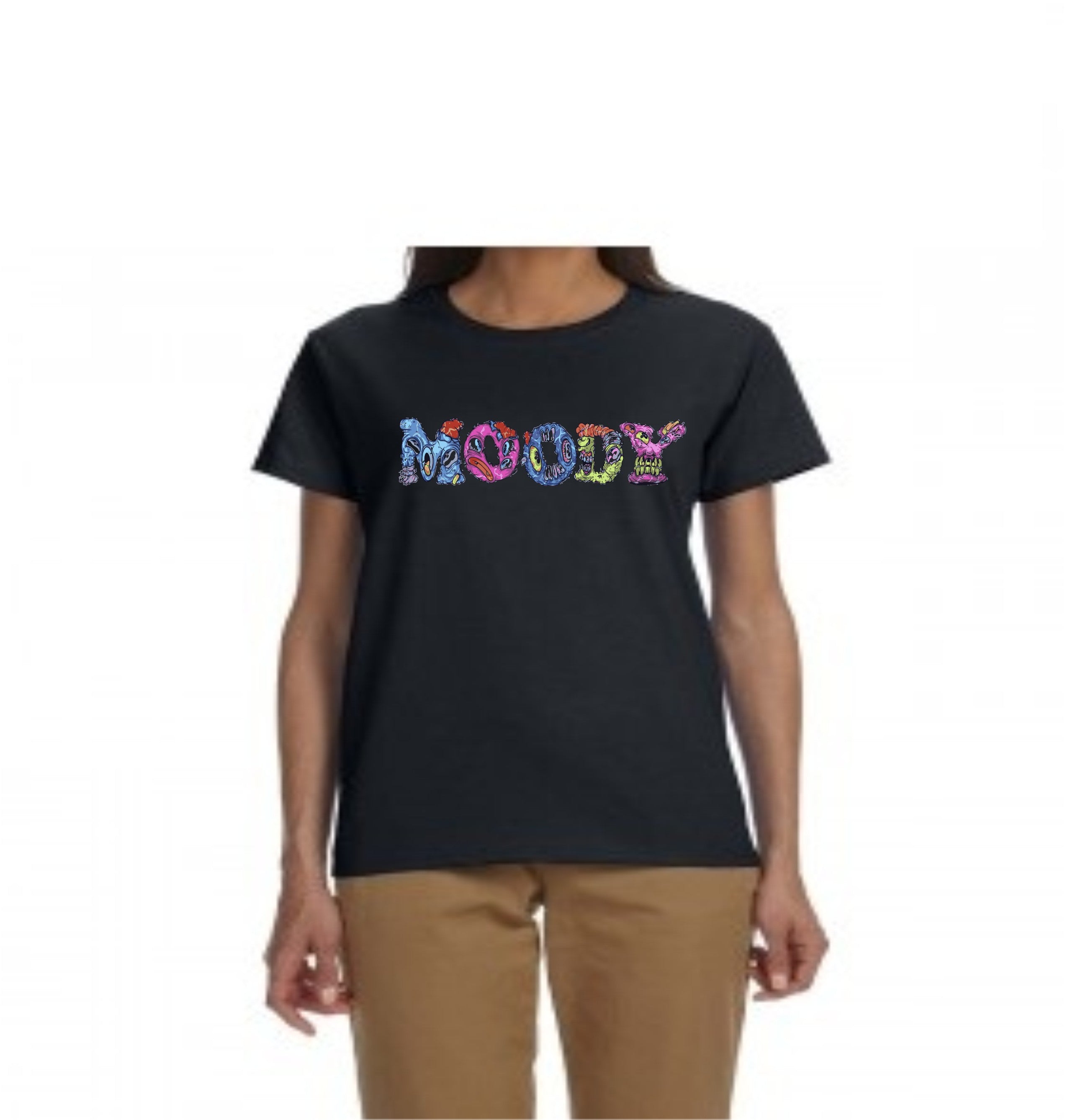 Ladies Relaxed Fit T-Shirt - Black with Multicolor Logo