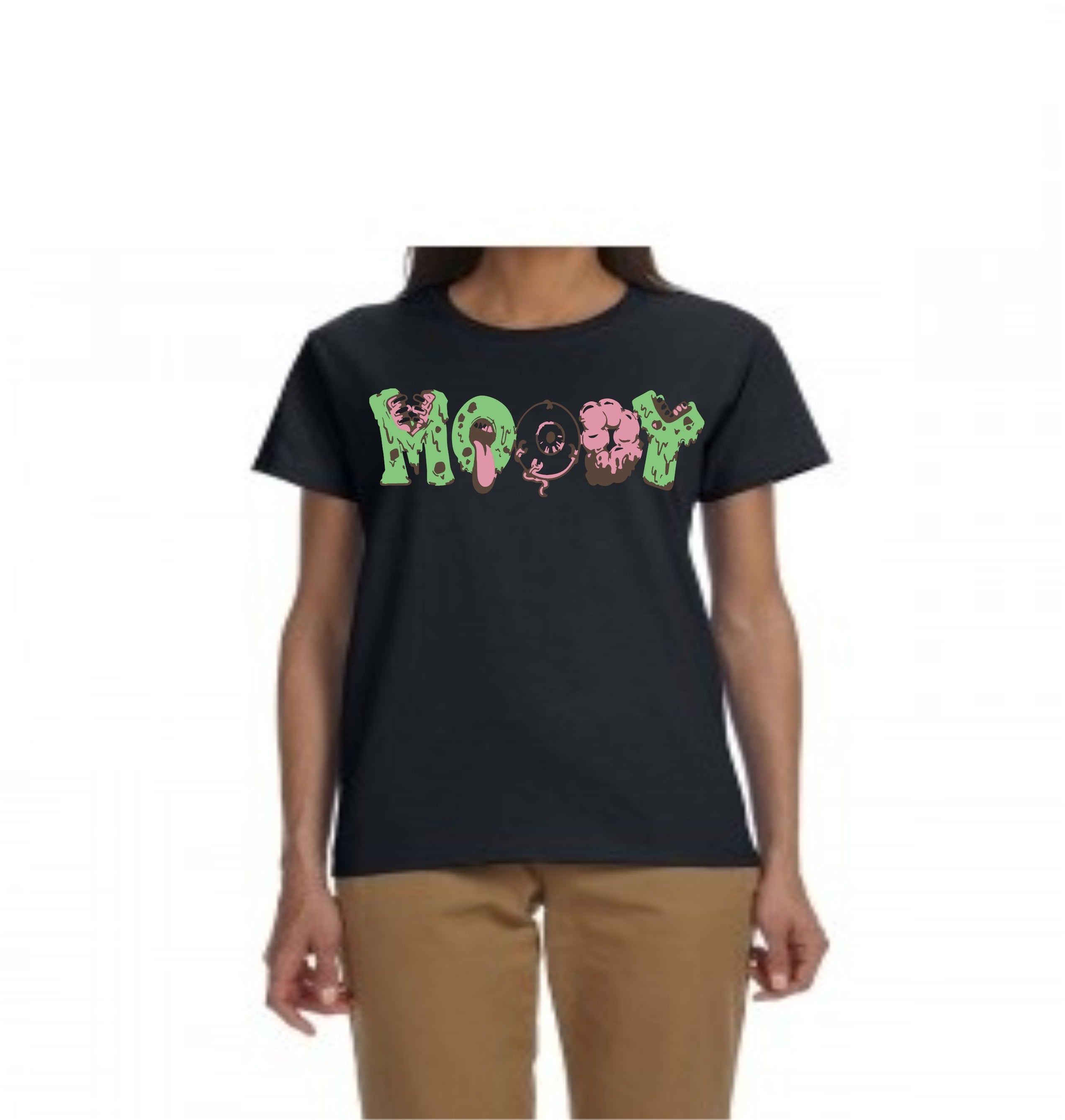 Ladies Relaxed Fit T-Shirt - Black with Zombie Logo
