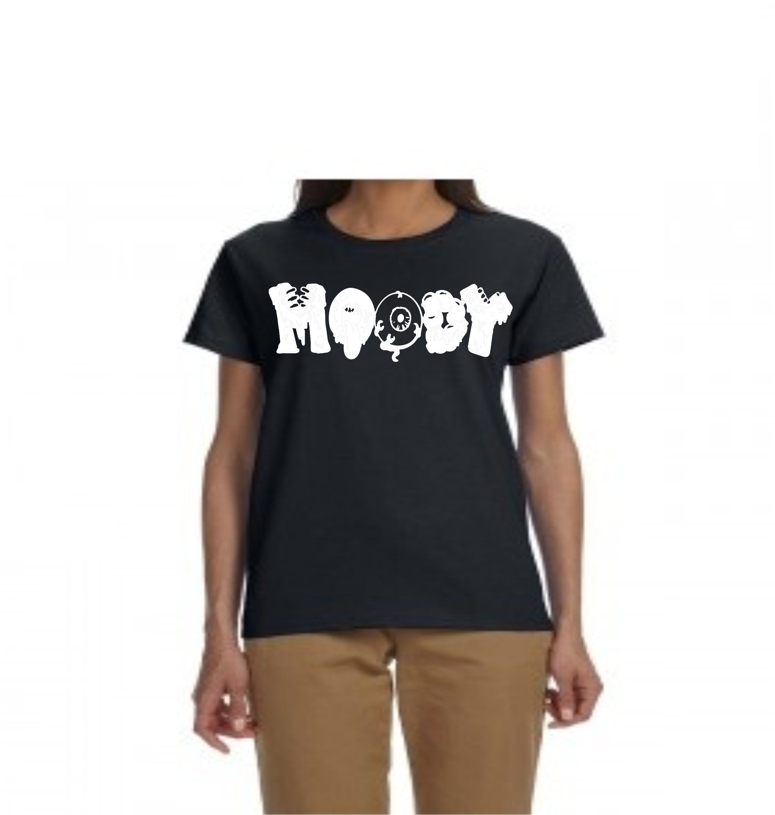 Ladies Relaxed Fit T-Shirt - Black with White Logo