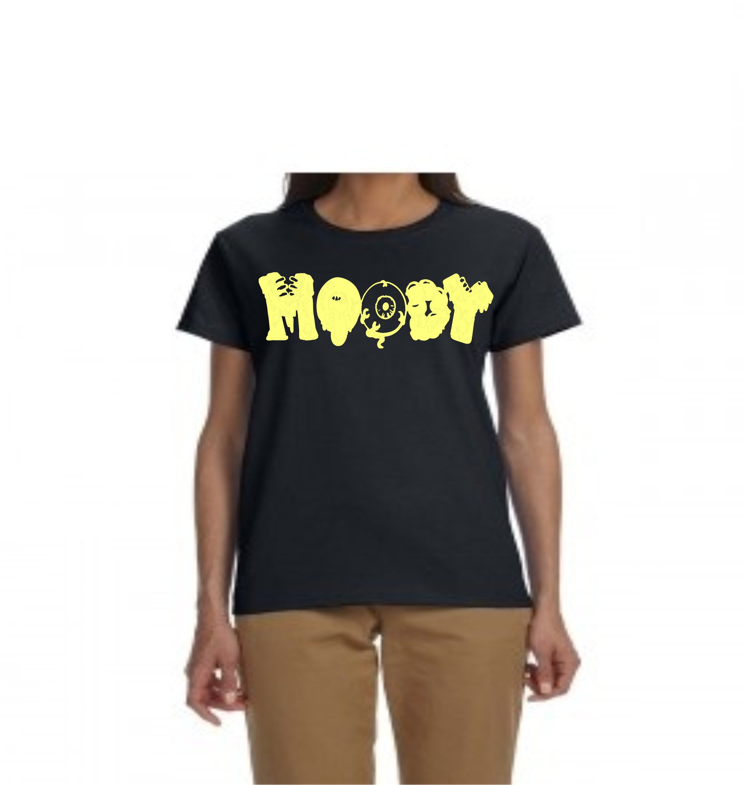 Ladies Relaxed Fit T-Shirt - Black with Yellow Logo